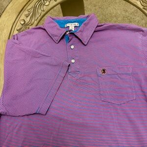 Peter Millar Seminole Golf Club Logo Striped Mens Polo Shirt Pima Cotton Large